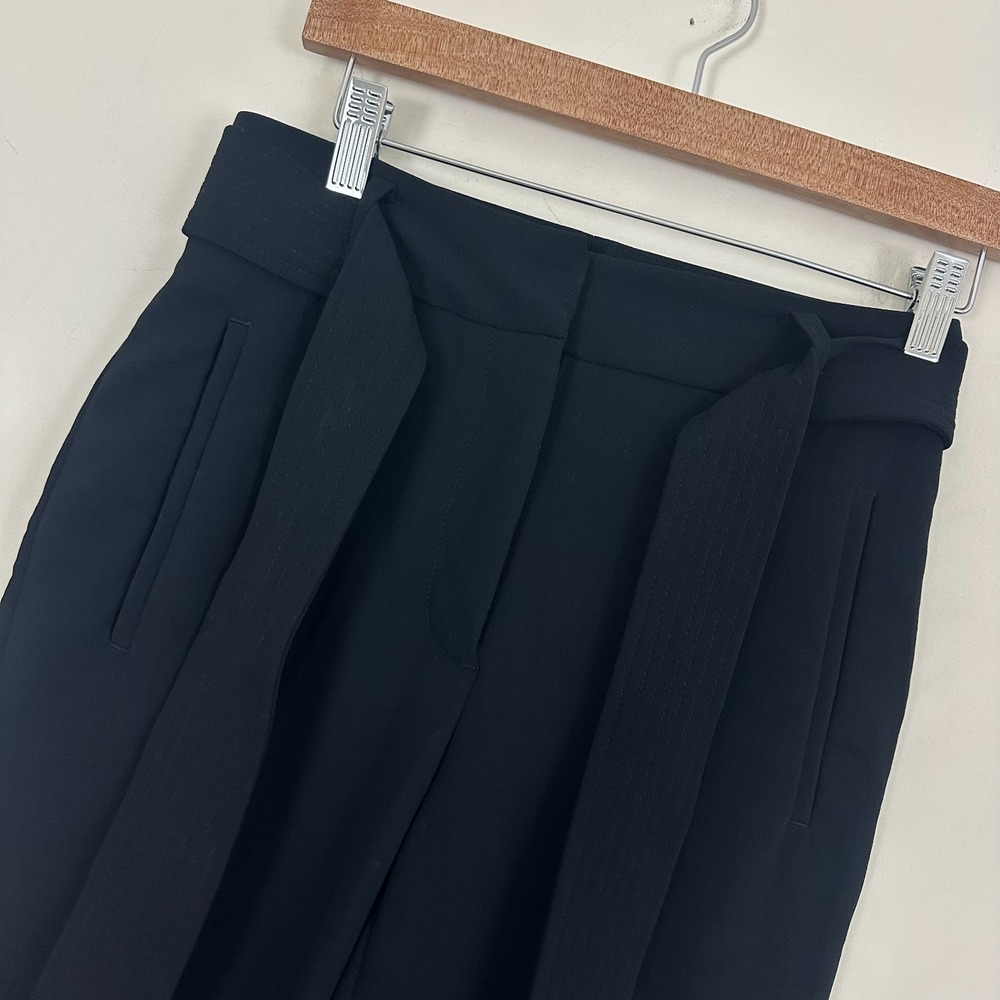 Wilfred Dress Pants Black Straight Leg Belted Waist Preppy Business Womens 2